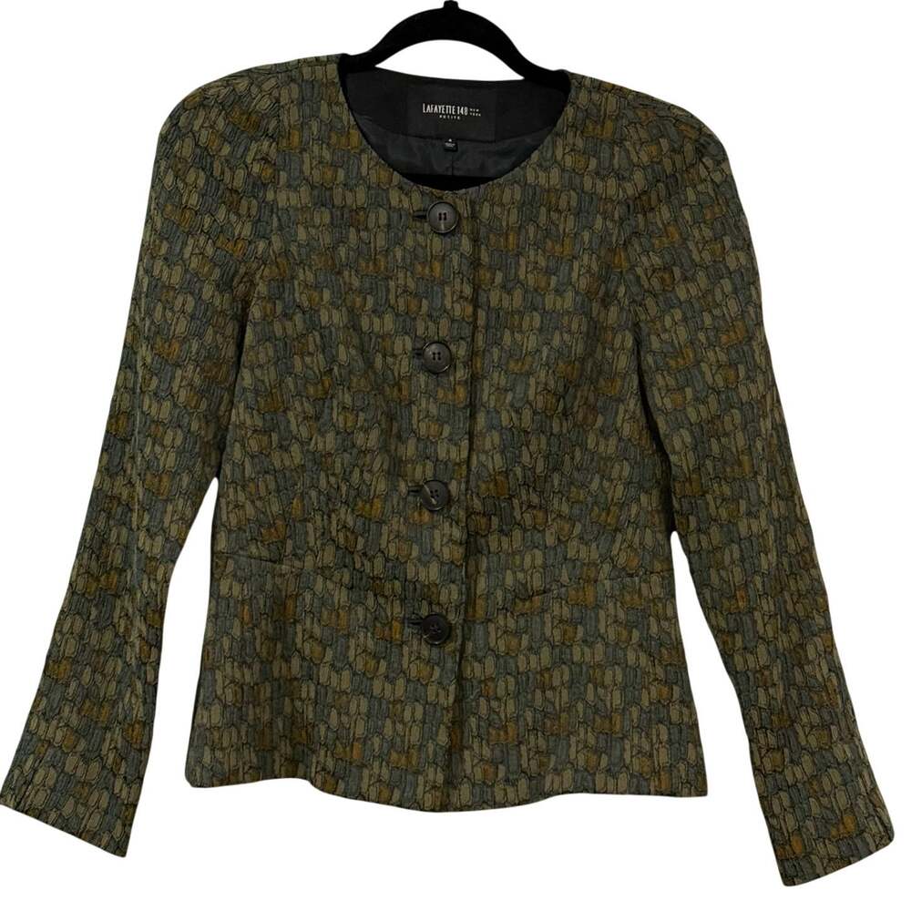 Lafayette 148 New York Textured Jacquard Petite Jacket Size 4 Abstract Geometric